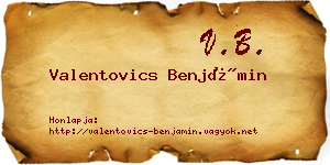 Valentovics Benjámin névjegykártya