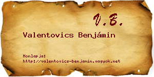 Valentovics Benjámin névjegykártya
